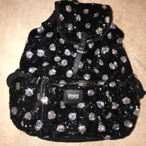 Black and white polka dot bedazzled Pink bookbag